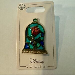 NWT. DISNEY 2016 BEAUTY AND THE BEAST STAINED GLASS ROSE PIN